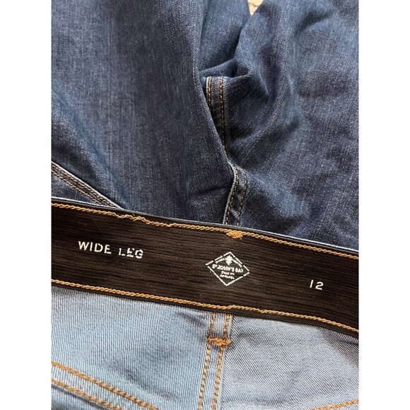 St. Johns Bay Wide Leg Denim Jeans Womens Size 12 High Rise Stretch - Picture 6 of 7